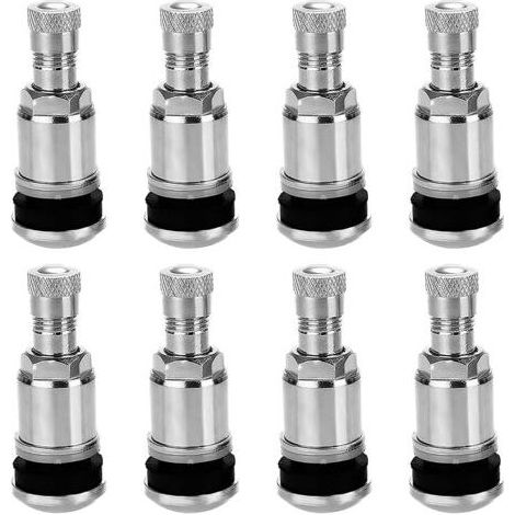 8 Pièces Valve Pneu Voiture Tubeless, Valves Universelles Métal en Acier Argenté 11,3 mm, avec Capuchon de Poussière, pour Voitures, Camions, Moto (1/5)