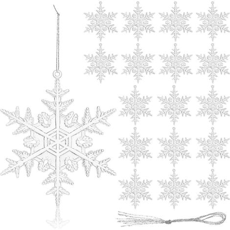 18-teiliges Set Weihnachtsschmuck zum Aufhängen, transparente Acryl-Schneeflocken, Weihnachtsbaumschmuck (1/3)
