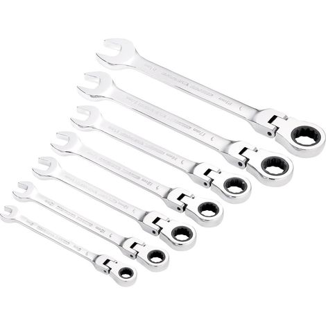 Draper Hi-Torq® 7-Piece Flexible Head Ratcheting Combination Spanner Set (Model 25396) (1/2)
