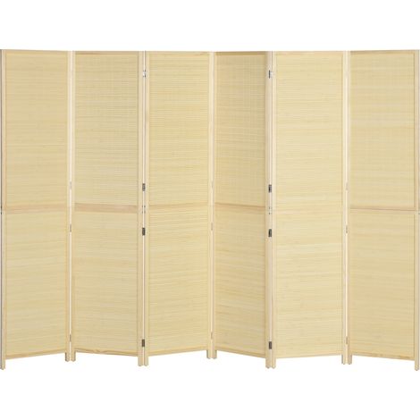 Paravent pliable en bambou naturel 6 panneaux 270x180 cm cloison séparateur pièce pliable (1/5)