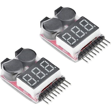 Probador de baterías Lipo RC 1-8s con monitor de alarma de bajo voltaje e indicador LED para baterías Lipo Life LiMn Li-ION (2 unidades) (1/5)