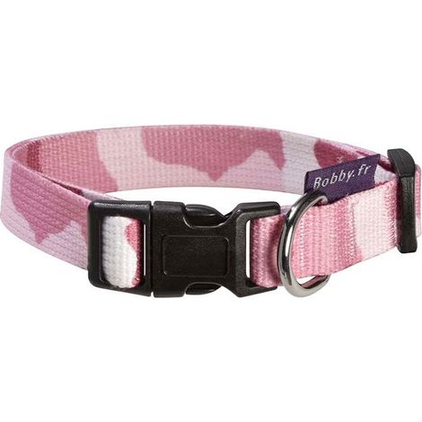 Collare rosa 2,5 x 42-70 cm: Collare in nylon rosa resistente modello Camouflage per cani