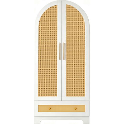 Weißer Kleiderschrank 70 x 55 x 170 cm mit Doppeltüren, Schubladen und Regalen (1/5)