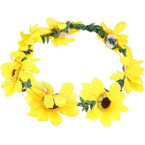 Couronne de fleurs d'automne, bandeau de tournesol, accessoire de coiffure pour mariée, bandeau pour festivals (guirlande)-22.00X22.00X4.00CM (1/3)