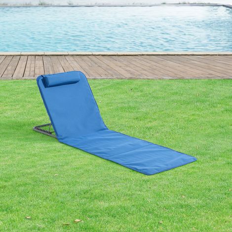 Lot de 2 Matelas de Plage Donostia Dossier Inclinable Bleu [en.casa] (1/5)
