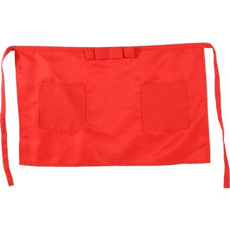 Tablier Court de Type Bowknot, pour Femme Homme Demi Tablier de Serveur Commercial avec Poches pour Serveur Serveuse Restaurant Serveur Tabliers de Travail Linge de Cuisine et de Table(Rouge). (1/5)