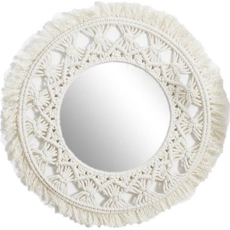 Miroir rond en macramé BOHO (1/4)
