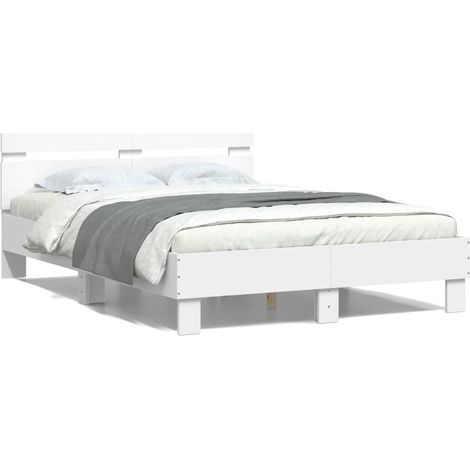 Cadre de lit avec tête de lit et LED blanc 120x190 (1/5)