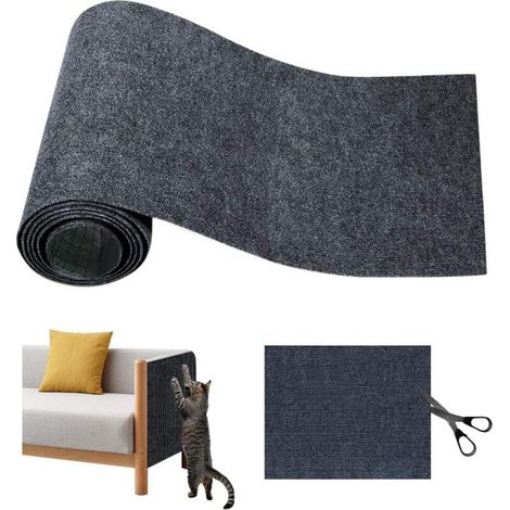 Tapis griffoir autocollant pour chat, tapis de protection anti-griffures pour canapés, meubles, portes, murs, 40 x 300 cm (gris foncé) (1/5)