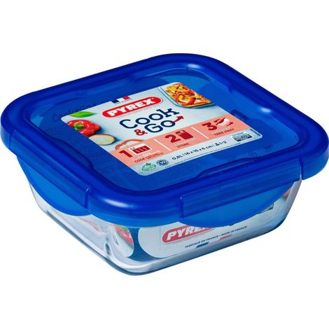 Pyrex Cook & Go Teglia quadrata in vetro con coperchio ermetico adatto al microonde 1.7 lt 21 cm (1/4)