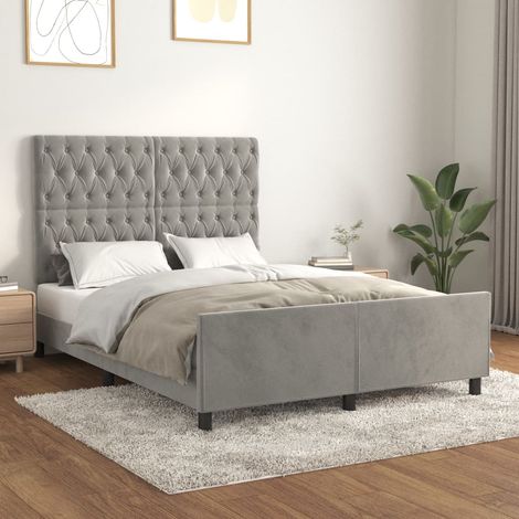 Cadre de lit sans matelas-Structure de lit gris clair 140x190 cm velours 234177 (1/5)
