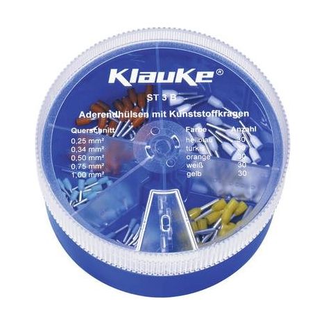 Klauke ST3B Assortimento Capicorda 0.25 mm², 0.34 mm², 0.5 mm², 0.75 mm², 1 mm² Parzialmente isolato Azzurro, Bianco, G