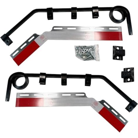 Paire de crochets de garde-boue coudés type camion 1 bobine Kit complet bras carré en acier de 1,6 cm avec plaques réfléchissantes et matériel de montage pour semi-remorques (1/5)