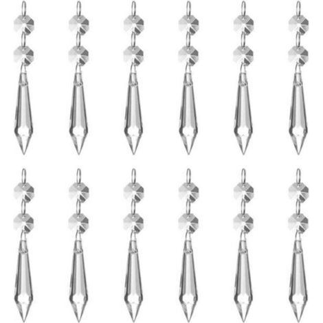 62 mm Kristallanhänger – Set mit 12 mattierten Tropfen für Kronleuchter, Sonnenfänger, Weihnachtsdekoration, Hochzeiten oder Garten