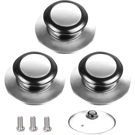 Juego de 3 pomos para tapas, asa universal para ollas de vidrio y acero inoxidable, práctico accesorio de cocina - KZQ