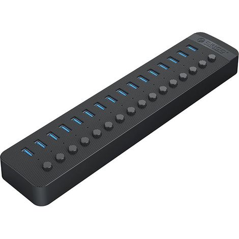 Concentrador USB-A 3.0 Orico CT2U3-16AB de 16 puertos con interruptores - Negro (1/4)