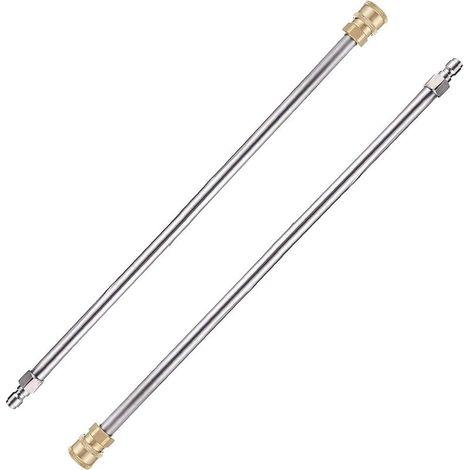 Lot de 2 rallonges pour nettoyeur haute pression avec raccord rapide, 4 000 psi, pistolet pulvérisateur, environ 40 cm (1/5)