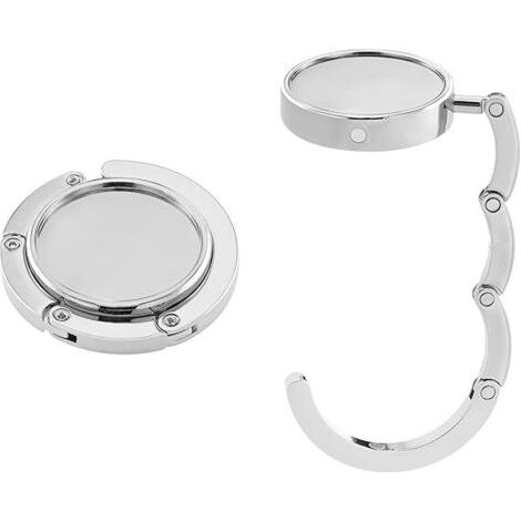 4X Handtaschenhaken - Zusammenklappbarer Taschenhalter aus Metall - Taschenhalter für Tisch oder Schreibtisch - Silberfarben (1/5)