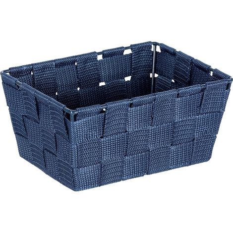 Adria Mini-Badezimmerkorb, lang, PP-Geflecht, rechteckig 19 x 9 x 14 cm – Dunkelblau