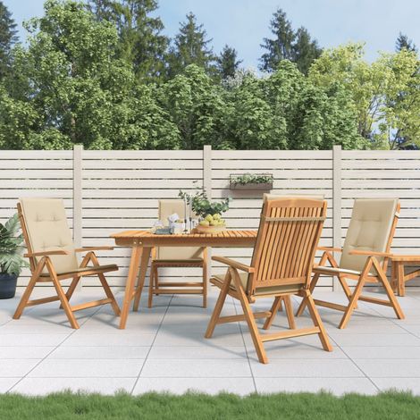 Gartenstühle mit Kissen 4 Stk. Massivholz Teak (1/5)