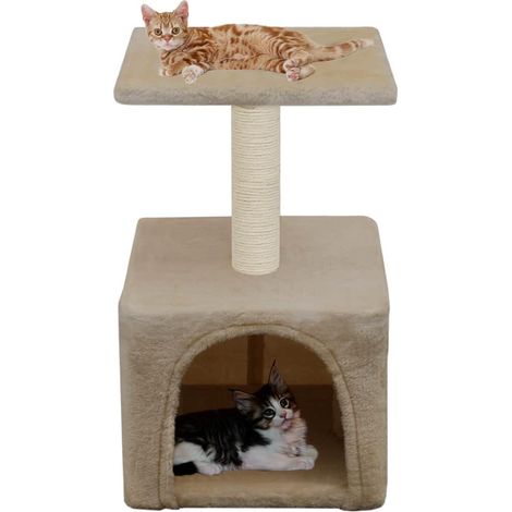 Tiragraffi per gatti in nicchia peluche in sisal 55 cm beige 3702066