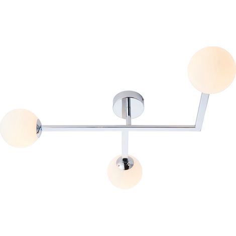 Merano Riomaggiore Plafonnier de salle de bain à 3 lumières, plaque chromée semi-affleurante et verre opale mat IP44