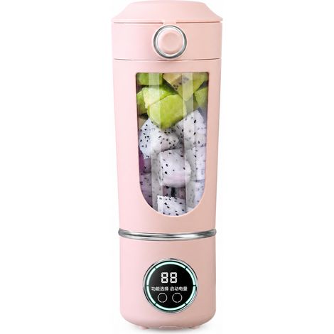 Blender Portable 700 ml Rose, 12 Lames, Broyeur de Glace, Autonettoyant, 7,4 V, Double Batterie 1500 mAh, HS-870 (1/5)