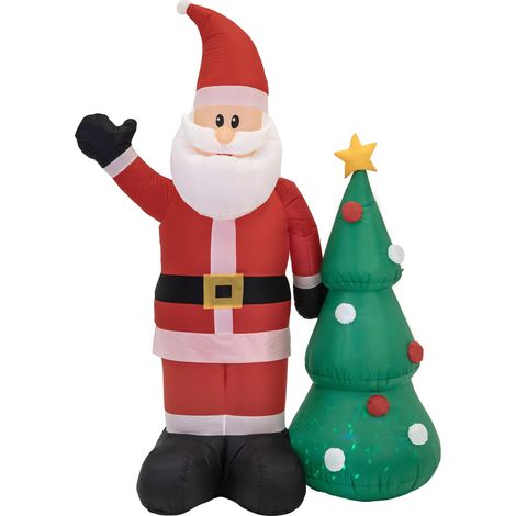 Babbo Natale gonfiabile con albero di Natale, grande, luminoso, gonfiabile, LED, 210 cm JUMIhome (1/5)