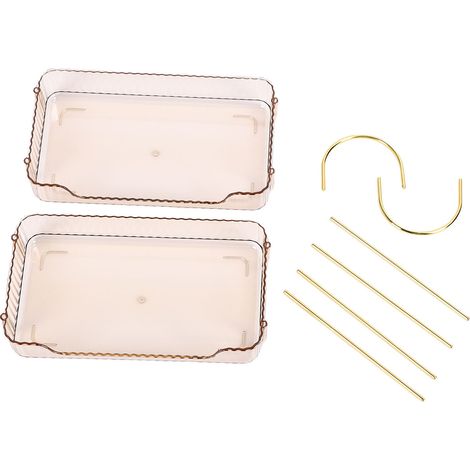 Organisateur maquillage PET métal comptoir salle bain – Étagère stockage parfum soins chambre vanité ambre tige dorée 2 niveaux (1/4)