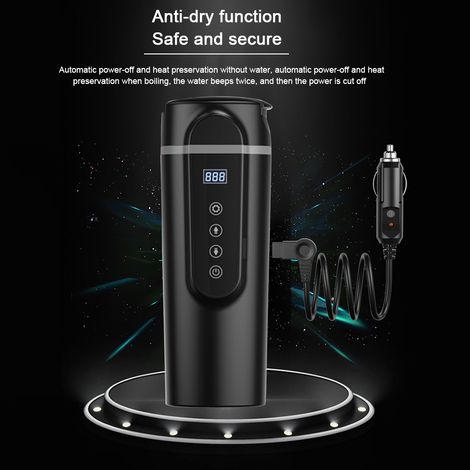 Elektrischer Wasserkocher fürs Auto (12V/24V), auslaufsicherer Heizbecher, tragbarer Thermobecher für Kaffee, Tee, Milch, Temperaturregelung, ideal für Reisen. (1/5)