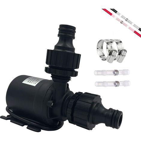 Pompe à eau submersible sans balais CC 12 V, pompe à eau immergée sans balais, noyau de pompe en céramique, mini pompe à eau amphibienne, 800 l/h, 5 m, pour fontaine solaire, aquarium, bassin (1/5)