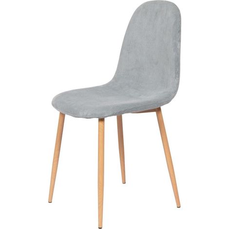 Amadeus - Chaise de salle à manger en velours côtelé gris et métal Scala (lot de 6) (1/4)