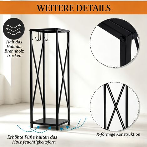 Support à bûches robuste, porte-bois multifonctionnel, étagère à bûches pratique et résistante pour stockage extérieur. (1/5)
