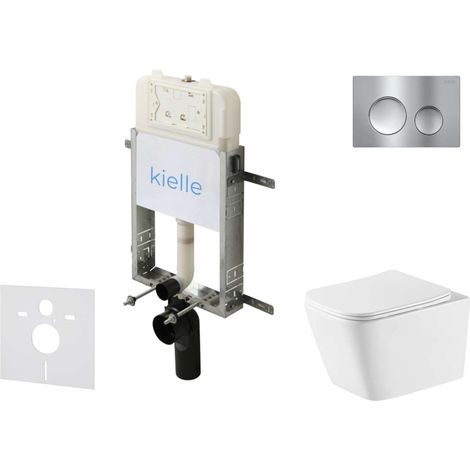 kielle Genesis New - Set Vorwandinstallation, WC Arkas I, Vortex Rimless+, Softclose-Sitz und Betätigungsplatte Gemini New I, Hochglanzchrom 30528SZ74 (1/5)