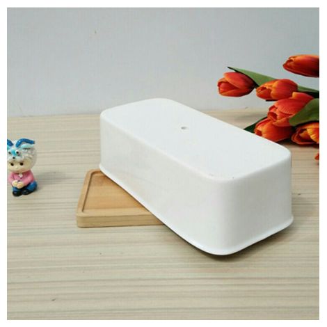 Lot de 2 pots de fleurs rectangulaires en céramique avec trous de drainage 2 pots de plantes succulentes, blanc, plateau non inclus, (Spécifications : diamètre : 17 cm, largeur : 9 cm, hauteur : 6 cm) (1/4)