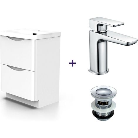 Merton White Basin Vanity Unit Tap and Tap with Waste Set (1/5)