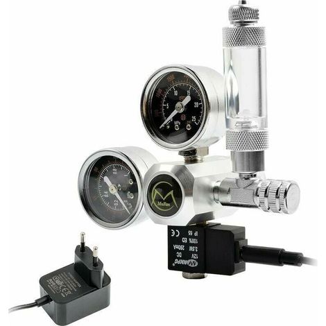 Regolatore di CO2 per acquario con adattatore 12V. Riduttore di pressione per acquario. Doppio manometro con contabollicine e valvola di non ritorno. Interfaccia W21.8 (1/5)