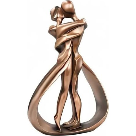 Couple amoureux statue de résine d'art, couples baisers et câlins, résine de bureau maison, sculpture de l'anniversaire de mariage homme et femme