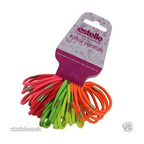 40 Girls Elastics Hair Bobbles Bands Thick Coloured Ponios Bow Accessories (1/2)