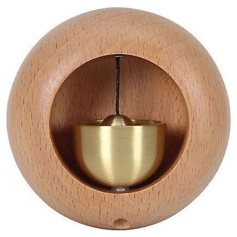 Clochette - En Bois De Teck Doré Et Laiton - Pour Entrée Maison Bureau Boutique - Son Apaisant - Fixation Magnétique - 1 Pièce (1/5)