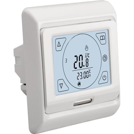 Room Thermostat, 7-Day Programmable LCD Display, AC230V 16A, for Electric Underfloor Heating, White