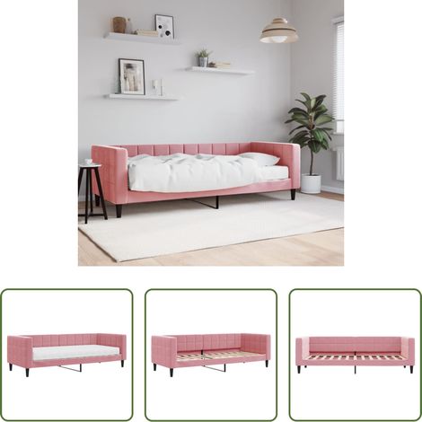 vidaXL Sofa-Bett - Tagesbett mit Matratze Rosa 80x200 cm Samt (1/5)