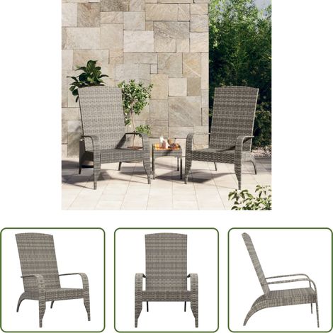 Adirondack Stuhl -  Adirondack-Gartenstuhl Grau Poly Rattan (1/5)