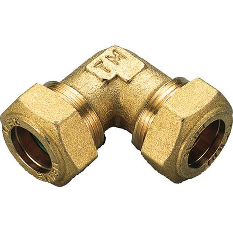 RACCORDO CURVO DOPPIO A COMPRESSIONE CON O-RING GIALLO PER GAS TIEMME Ø16 x Ø16 mm