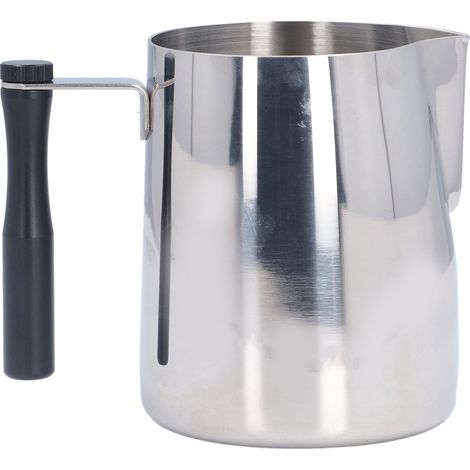Pitcher à lait inox 600ML pour mousse à café, manche amovible et résistant aux chocs - Noir (1/5)