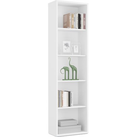 Bibliothèque / étagère de rangement coloris blanc - Hauteur 196.5 x Longueur 51.5 x Profondeur 33 cm -PEGANE- (1/3)
