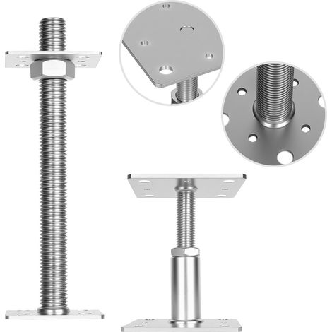 Wolketon Supporto per pali regolabile in altezza per terrazze, pergolati e recinzioni 30-250 mm Argento 2 pezzi