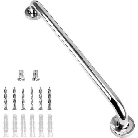 Barre d'appui de salle de bain. Barre d'appui antidérapante de 50 cm en acier inoxydable 304 avec poignée de sécurité et système d'équilibre, finition chromée, pour toilettes, cuisine, chambre. Instal (1/4)