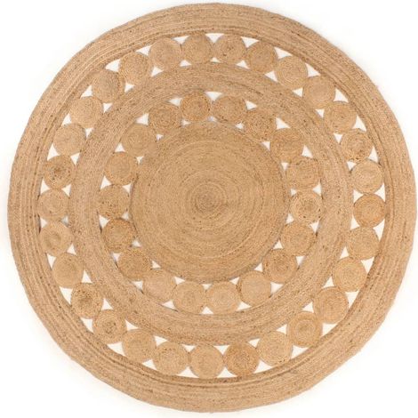 Tappeto in Juta Intrecciata con Disegno 210 cm Rotondo vidaXL