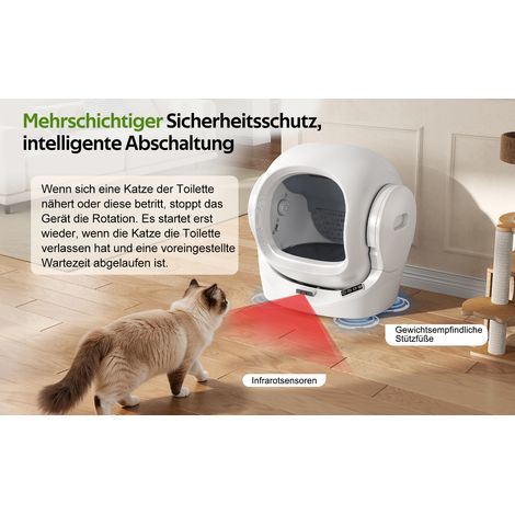 Litière automatique intelligente pour chat avec contrôle via application, grand espace 68L, bac à déchets 8L, aromathérapie, sécurité infrarouge, silencieuse, pour 1 à 2 chats (1/5)